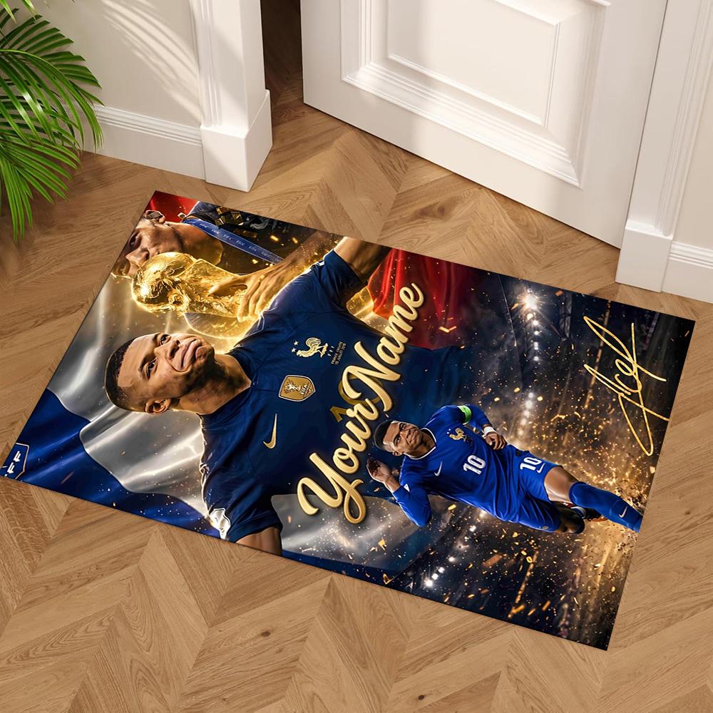 Mbappe Customized Name Carpet Suitable for Game Room Study Room Balcony Dormitory Anti-slip Rug Office Home Decor Perfect Gift for Women/Men