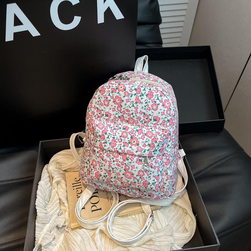 

Floral mini backpack schoolbag female ins style Korean girl junior high school student middle school student literary small fresh new