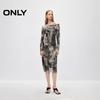 ONLY Women's Elegant Smudged Print Mid-Length Long-Sleeve Dress