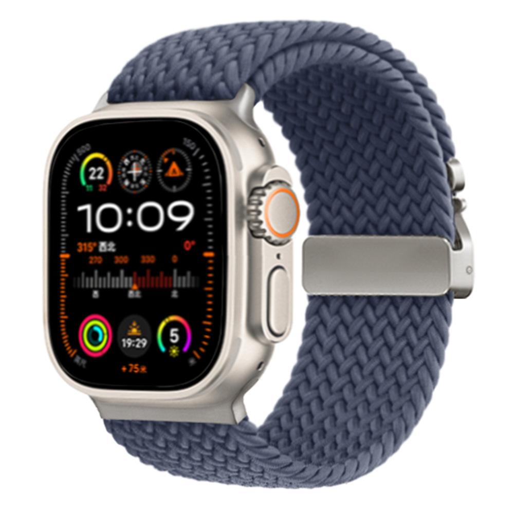 

Braided Strap for Apple Watch Series 10 Ultra 9 8 7 SE 6 5 4 3 2 1 46mm 49mm 45mm 44mm 42mm Watch Band 24mm Parachute Buckle Midnight Blue