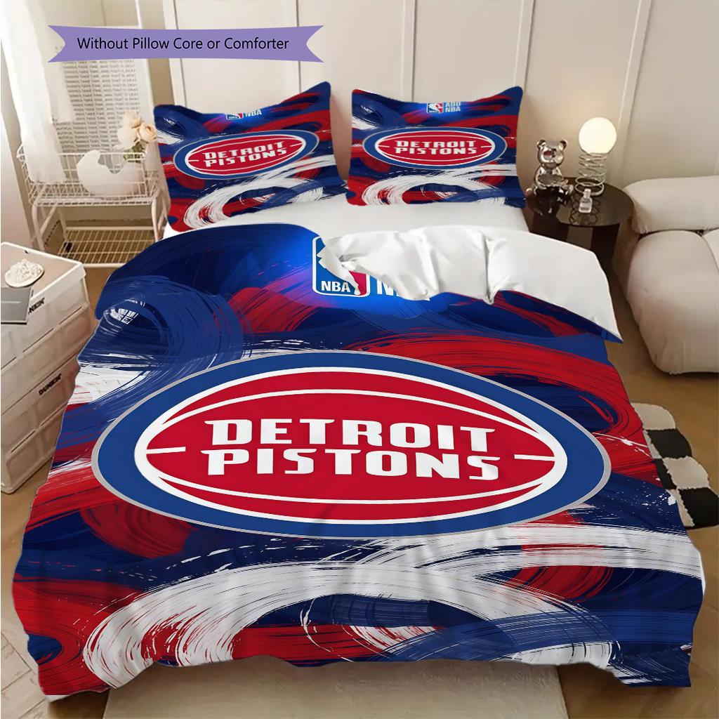 Detroit Pistons Basketball Spirit Three-piece set(1 * duvet cover + 2 * pillowcase, without core) Soft and comfortable Bedding set