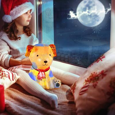 Yousheng 1 Set Paint Your Own Dog Lamp Kit with 12 Colors Pigments Paintbrush Palette Apron Kids DIY Color Painting Puppy Night Light Educational Toy