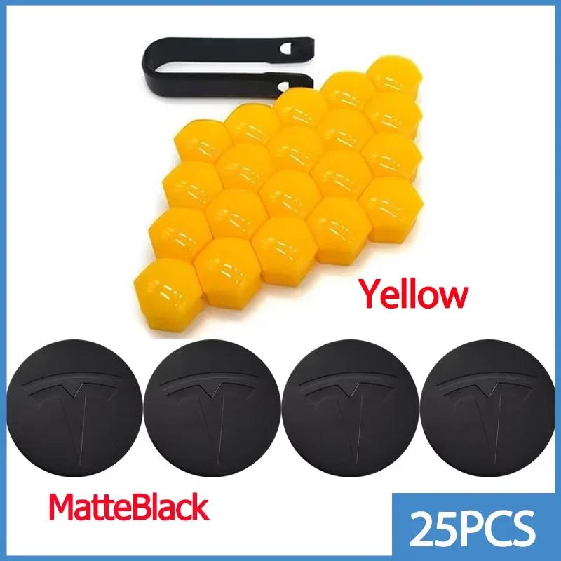 25pcs 29pcs 56mm Matte Black Car Wheel Center Hub Caps for Tesla Model 3 Y S X Tire Lug Nut Protective Covers Styling Decoration