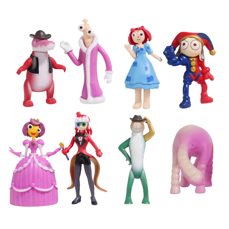 Magical Digital Circus 8 Styles Set Q Version Figurine Models, Rabbit Clown Dolls Cartoon Peripherals Cake Ornaments Toy Models