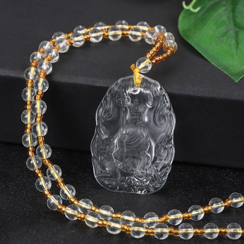 Chinese Ksitigarbha Bodhisattva Pendant Necklace Lucky Amulet Buddha Necklace Jewelry Accessories Gift