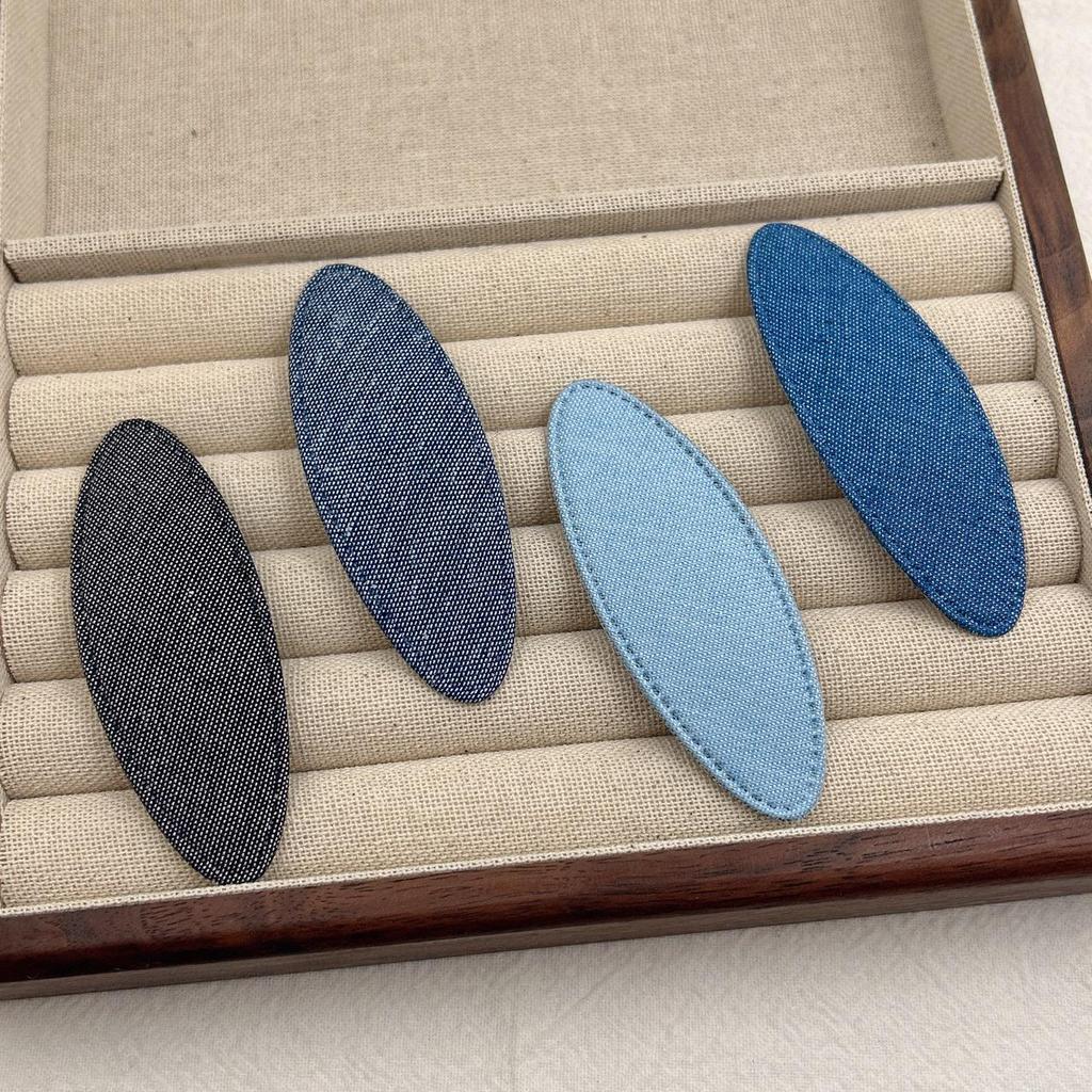 Koreanischer blauer Denim ovaler Haarclip - Modisch und schlicht zum Stylen von Pony und krausem Haar
