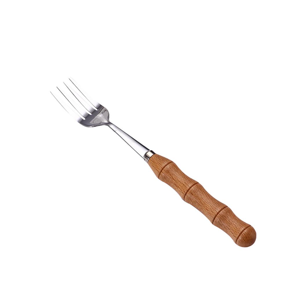 Kreatywny drewniany uchwyt ekskluzywne sztućce ze stali nierdzewnej widelec łyżka