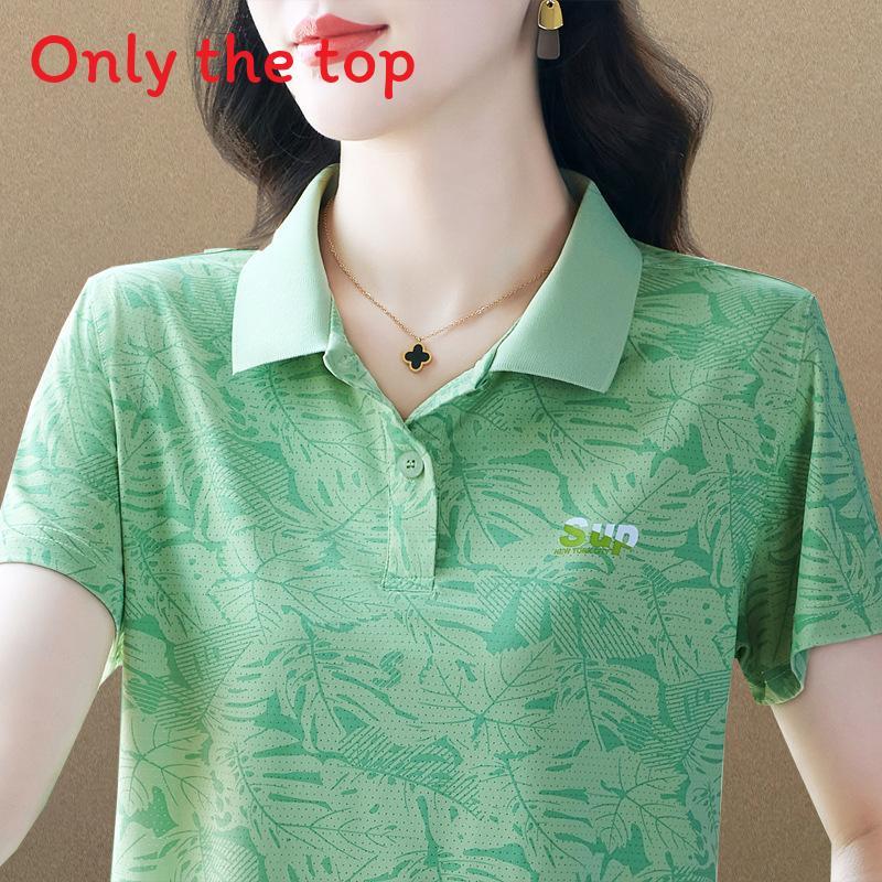 Casual Polo T Shirt With Letter Print For Women Summer Comfort Fit