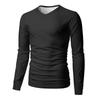 Men's V-neck Casual Solid Color Long-sleeved T-shirt Top