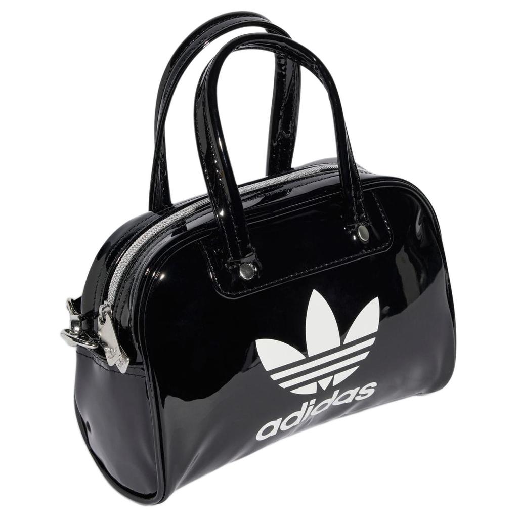 adidas Originals Adicolor Serie Verstellbarer Schultergurt Vorn Markenaufdruck Jelly Bowlingtasche Unisex Handtasche Schwarz Weiß IX7498