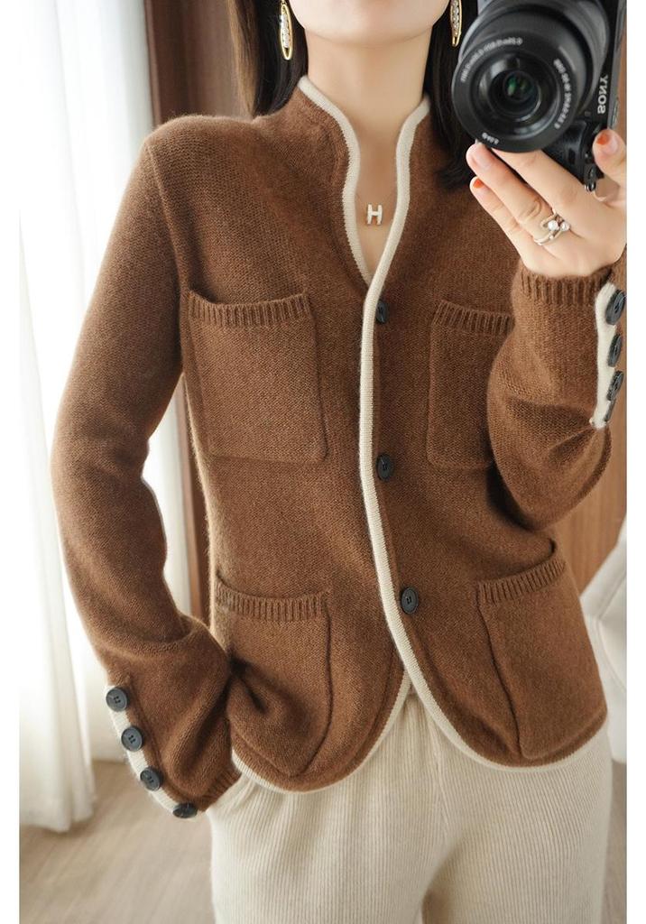 High-End Wool Cashmere Cardigan: Elegant Plus-Size Knitwear for Autumn/Winter