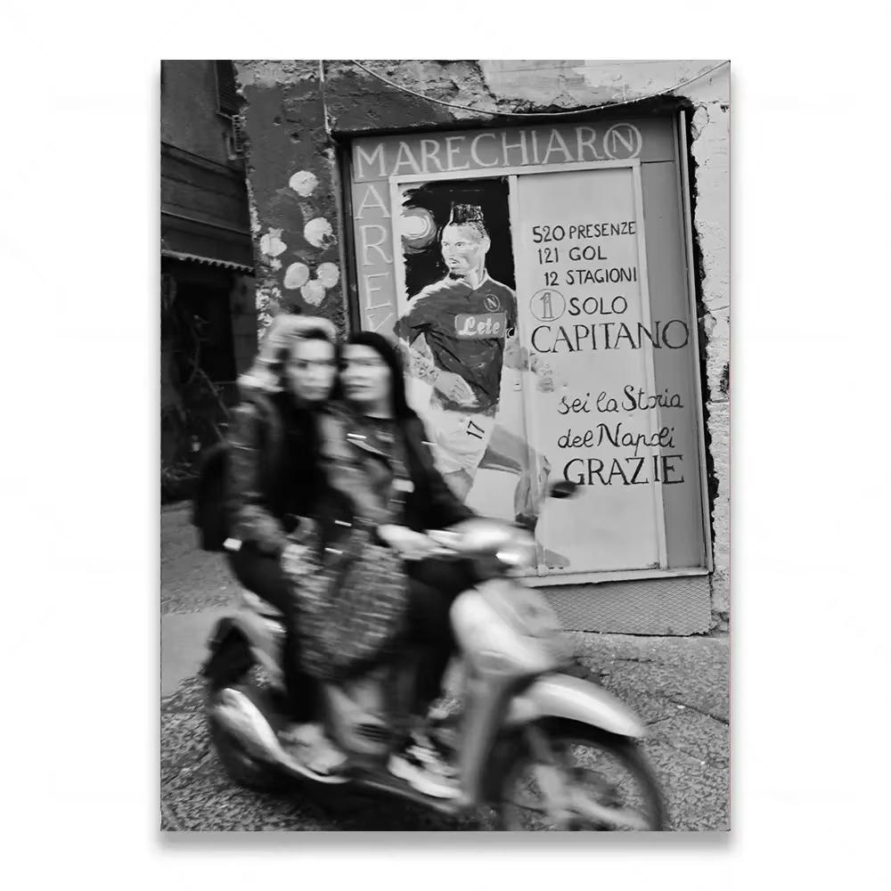 Fashion Black And White Vintage Photography Print Italy Paris Street Poster Wall Art Canvas Pictures Living Room Decor