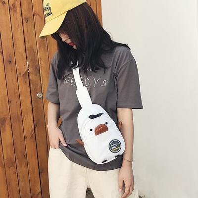 Manufacturer's New Canvas Breast Bag, Small Yellow Duck Cartoon Messenger Mobile Phone Bag