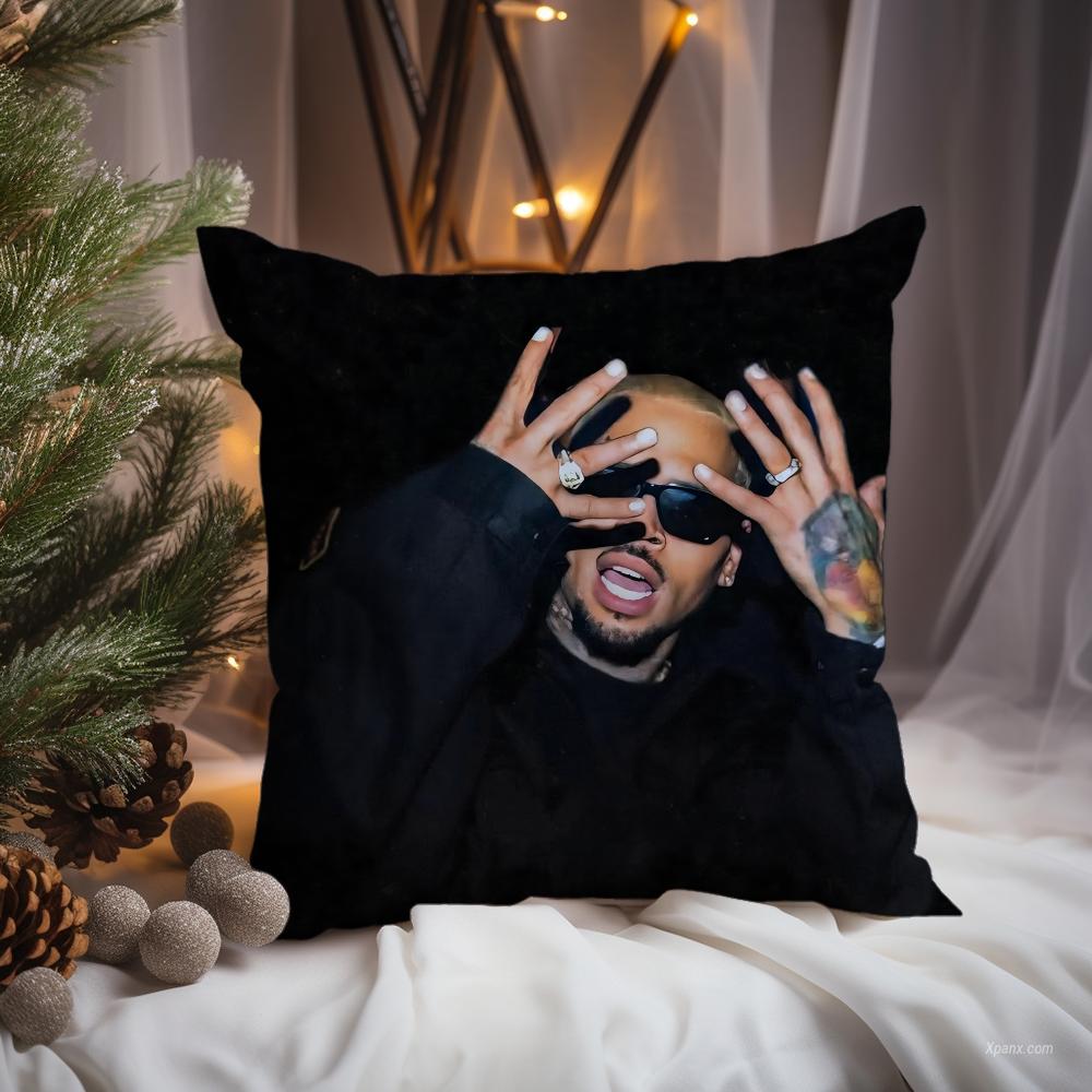 Hot C-Chris Brown Cushion Cover Premium Comfort Reversible Pillow Cove -Two in One Design for Any Room & Car Interior