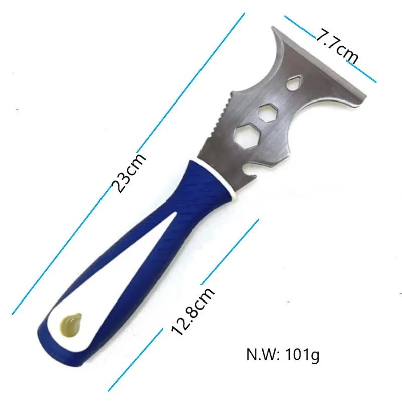 LiTuiLi Couteau à mastic multi-usages 15 en 1 Grattoir à peinture en acier inoxydable Outil de construction pour papier peint Ouvre-boîte Bricolage à domicile
