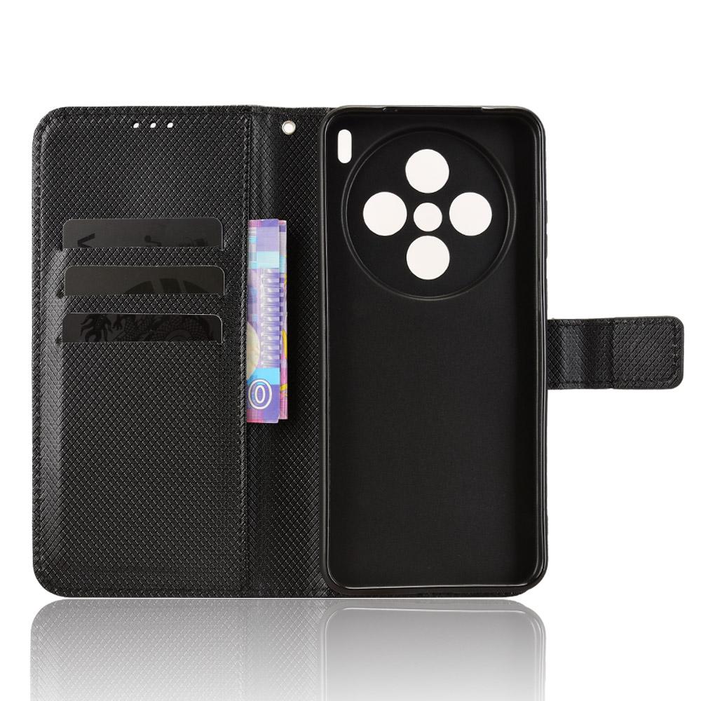 For vivo X200s 5G Leather Wallet Case with Strap Diamond Texture Phone Cover