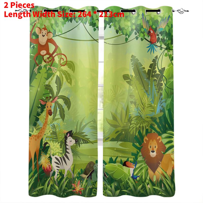 Zoo Curtain Forest Cartoon Children 3d Digital Printing Lightblocking Curtain
