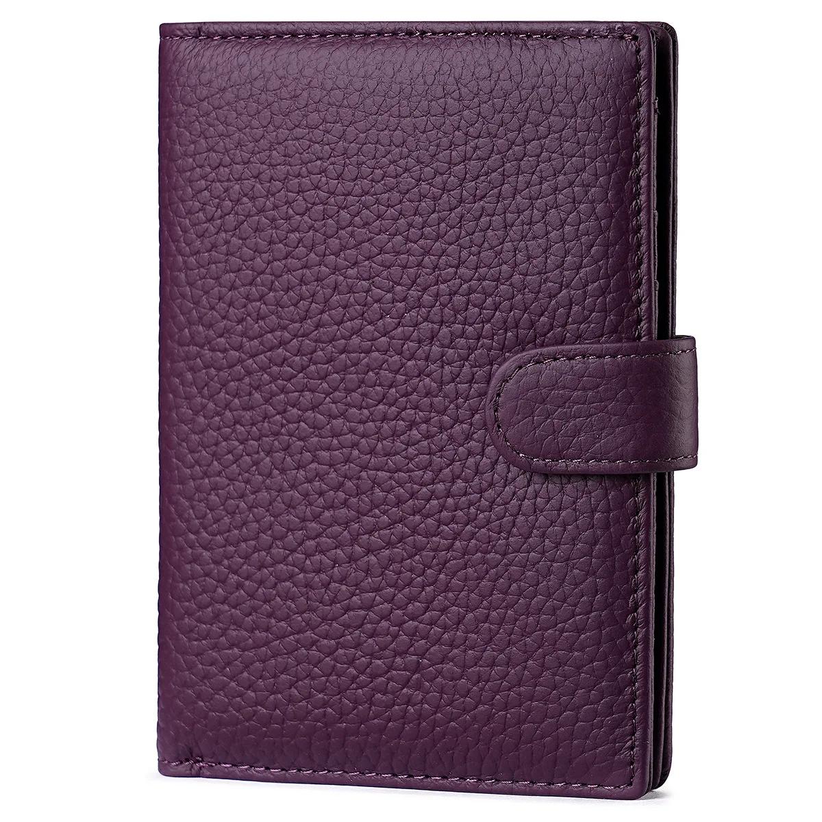 

RFID Slim Passport Holder for Man Women Compact Leather Travel Wallet with SIM Card Slot Zipper Coins Pocket Passport Cover Case фіолетовий