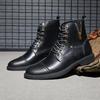 Men's British Style Winter Leather High-Top Boots for Casual Outdoor Workwear