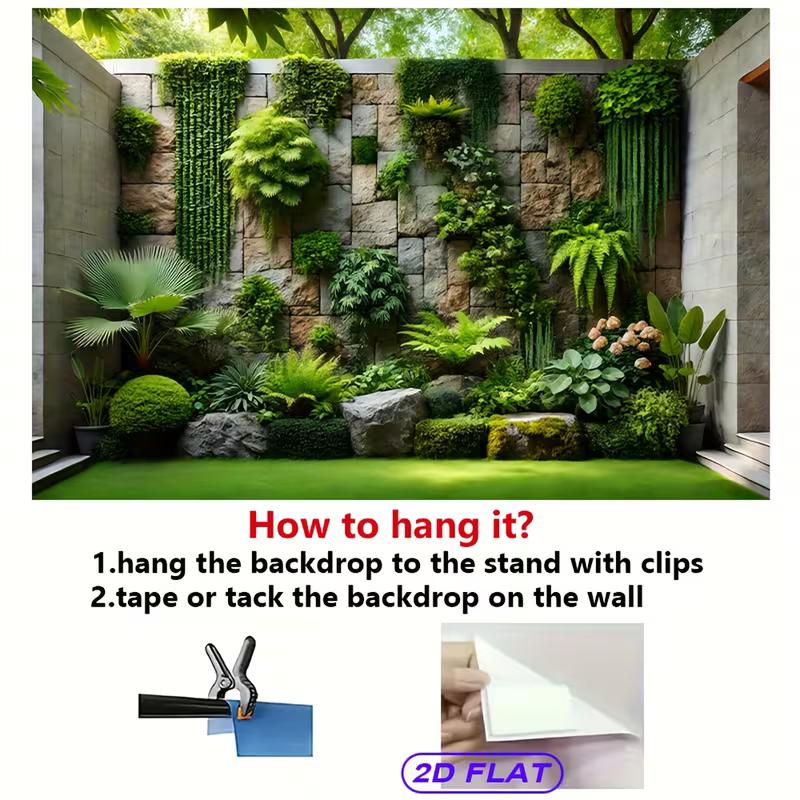 Green Plant Wall Tapestry, Tropical Courtyard Background Cloth, Calming Nature Wall Decor