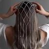 Long Chain Mesh Headband Rhinestone Inlaid Bridal Headpiece  Hair Accessories