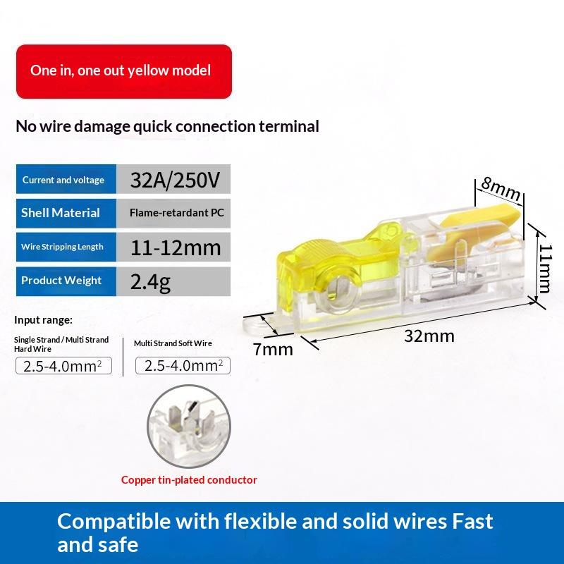 Mini Quick Terminal Block Fast T Type Wire Connector Electric Splice Crimp Non Destructive Without Breaking Cable Insulated Lin
