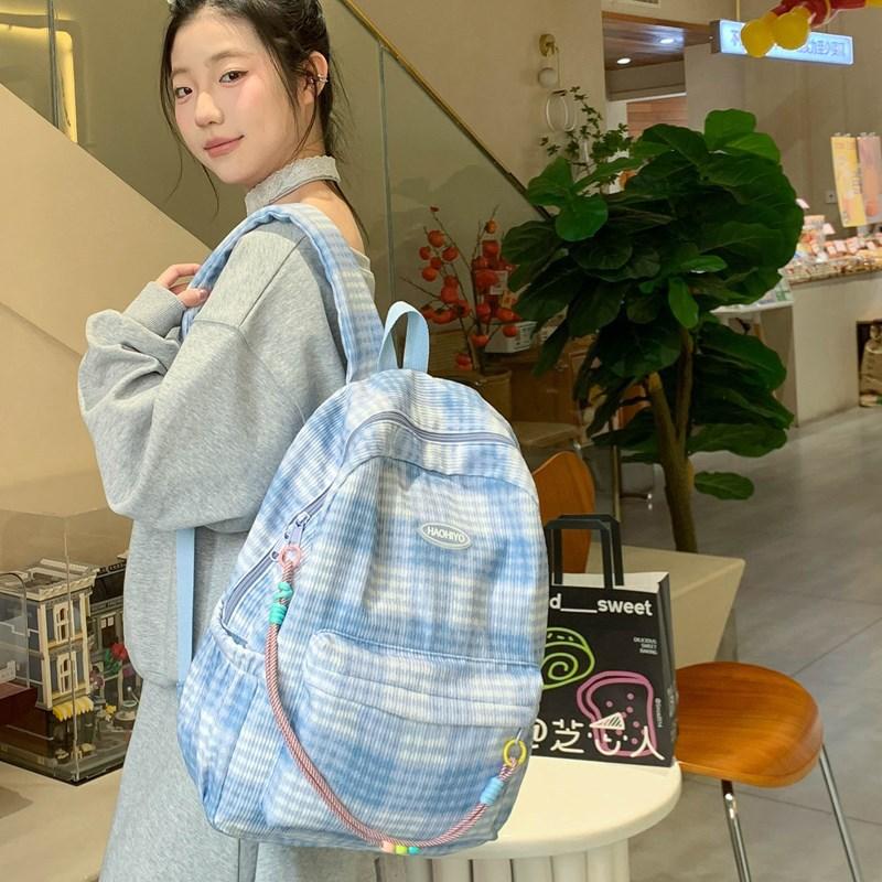 Schoolbag Unisex Kids Green Small Fresh Literary And Artistic Mori Plaid Student Spring And Summer New Large-Capacity Sweet Wind Backpack