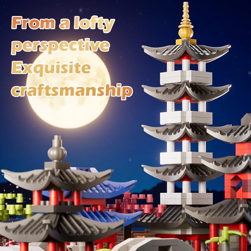 Hangzhou West Lake Scene Architecture Model Decoration Micro Particle Building Blocks Chinese Style Puzzle Assembly Toy Gift