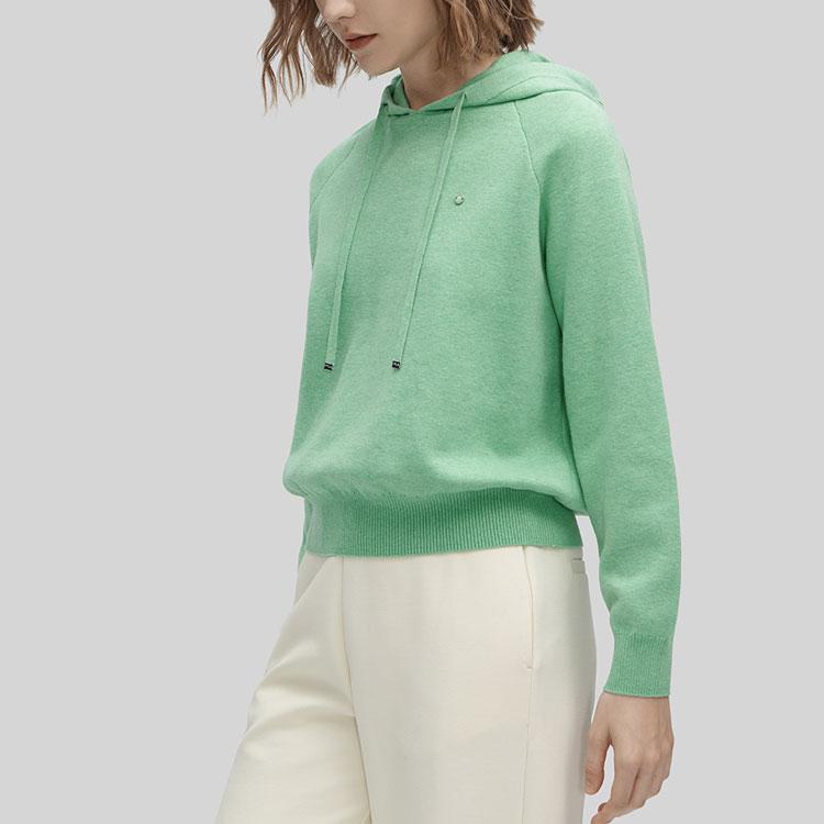 Fila Solid Color Simple Casual Comfortable Hoodie Women Hoodies Emerald-Green F11W414411F-DG