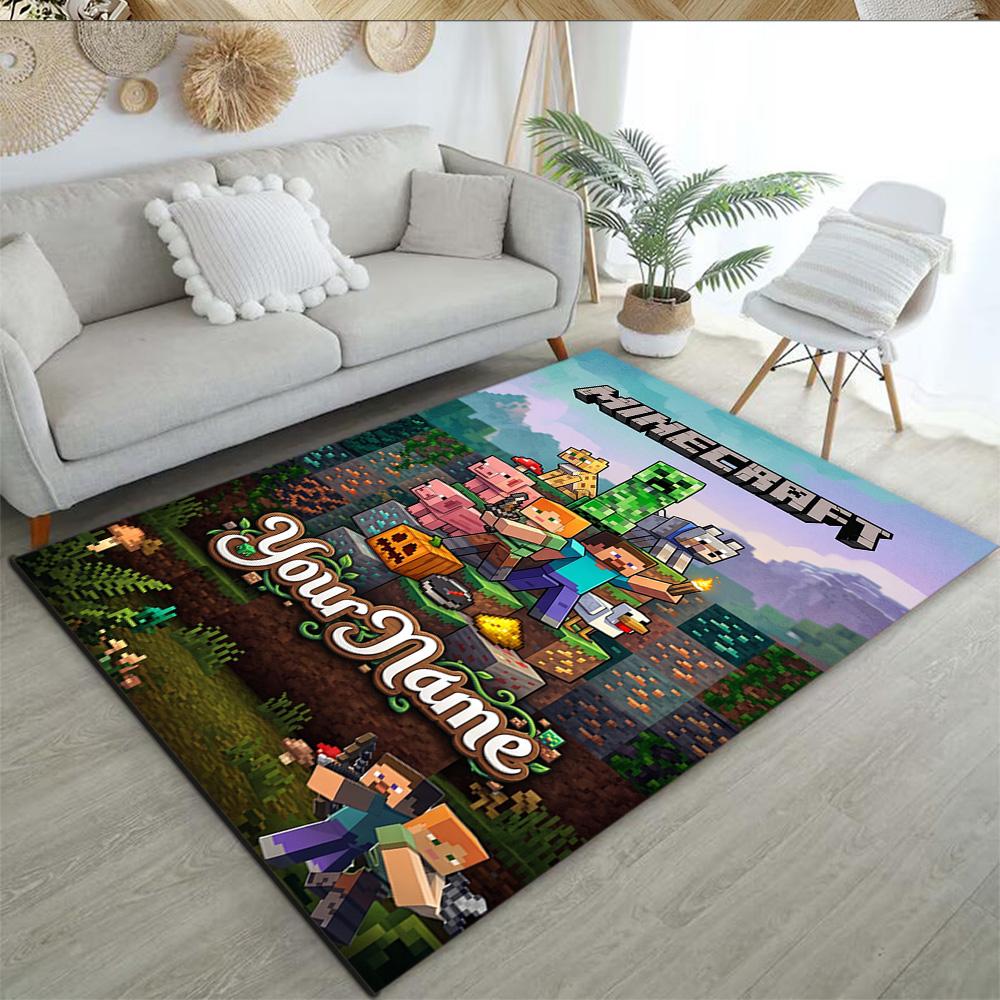 Minecraft Customizable Name Area Rug Perfect For Living Rooms Dormitory Dining Room Balcony Antislip Rug Office Home Decor Wedding Party Gift