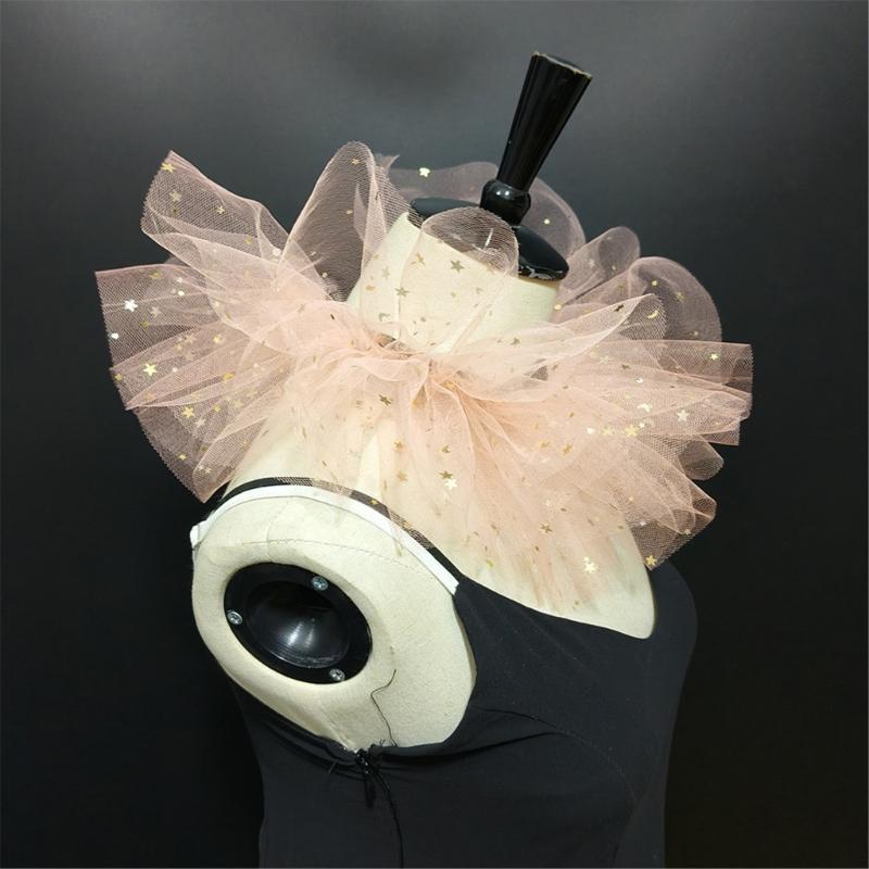 Colletto Arricciato in Tulle da Clown Staccabile per Bambini con Elegante Design Stella Luna per Feste e Oggetti di Scena per Foto