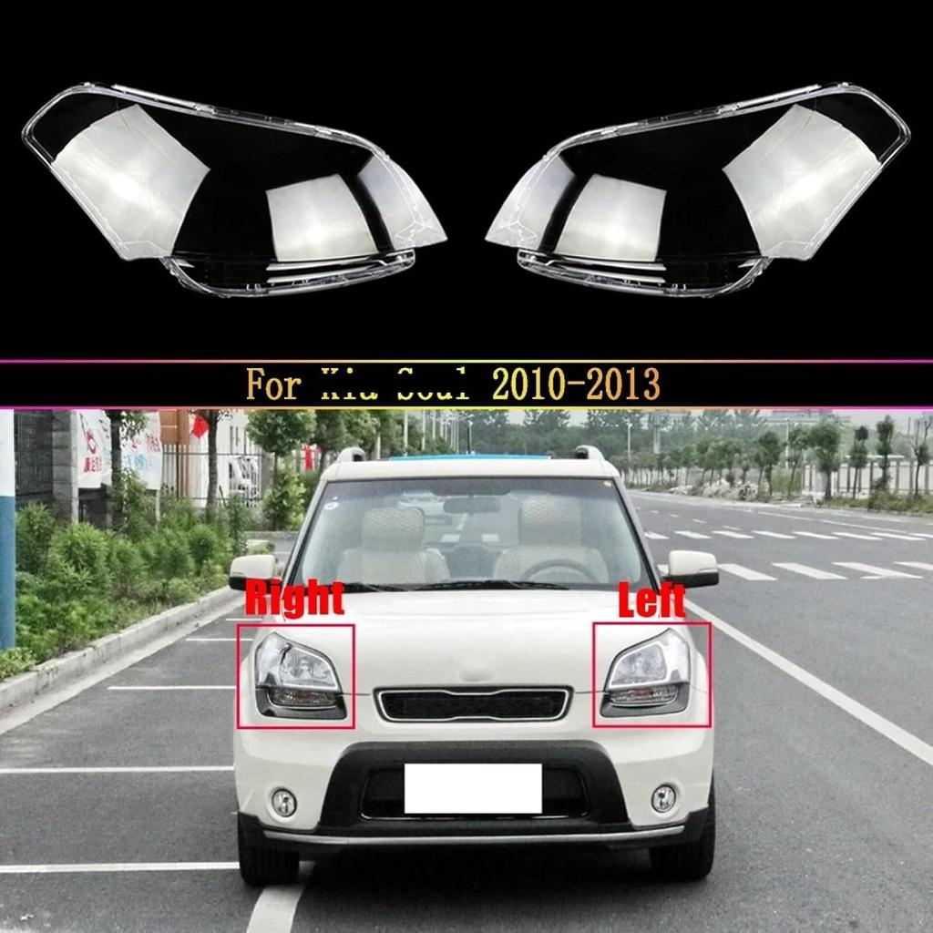 Compatible for KIA Soul 2010-2013, Front Car Headlight Glass Lens Cover Shade Shell Auto Transparent Light Housing Lamp(A Piar)