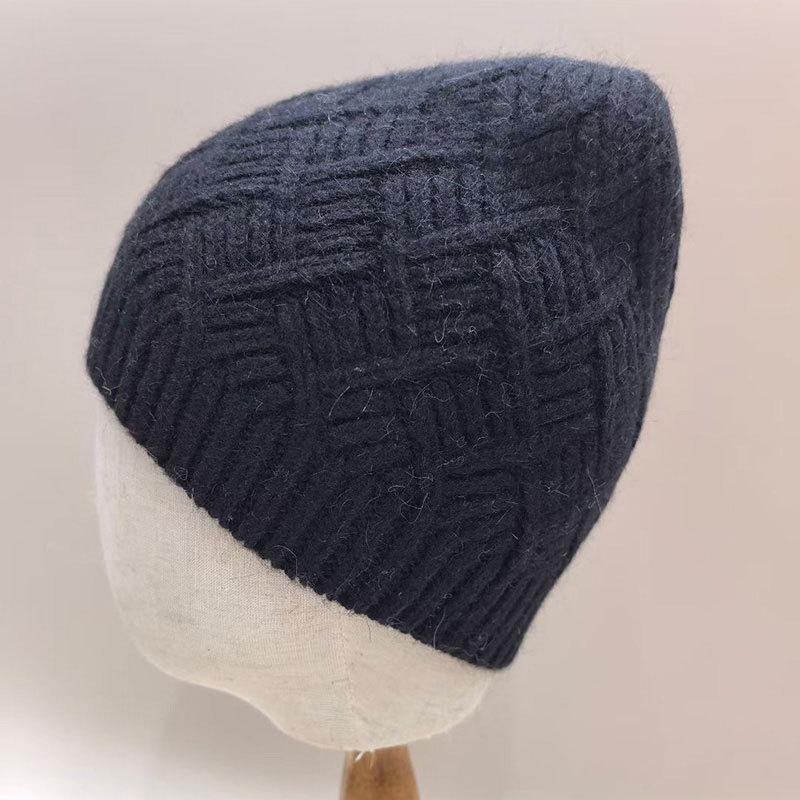 Rabbit Fur Knitted Beanie Winter Warm Hats For Women Soft Fleece Lined Fashion Slouchy Casual Beanies Cold Weather Accessory