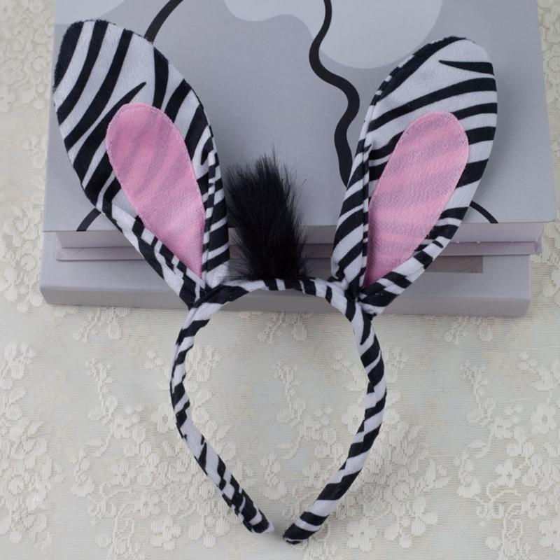 Animal Zebras Headbands Zebras Bowtie Cartoon Ears Hair Hoop Zebras Tail Headwear Party Cosplay Photography