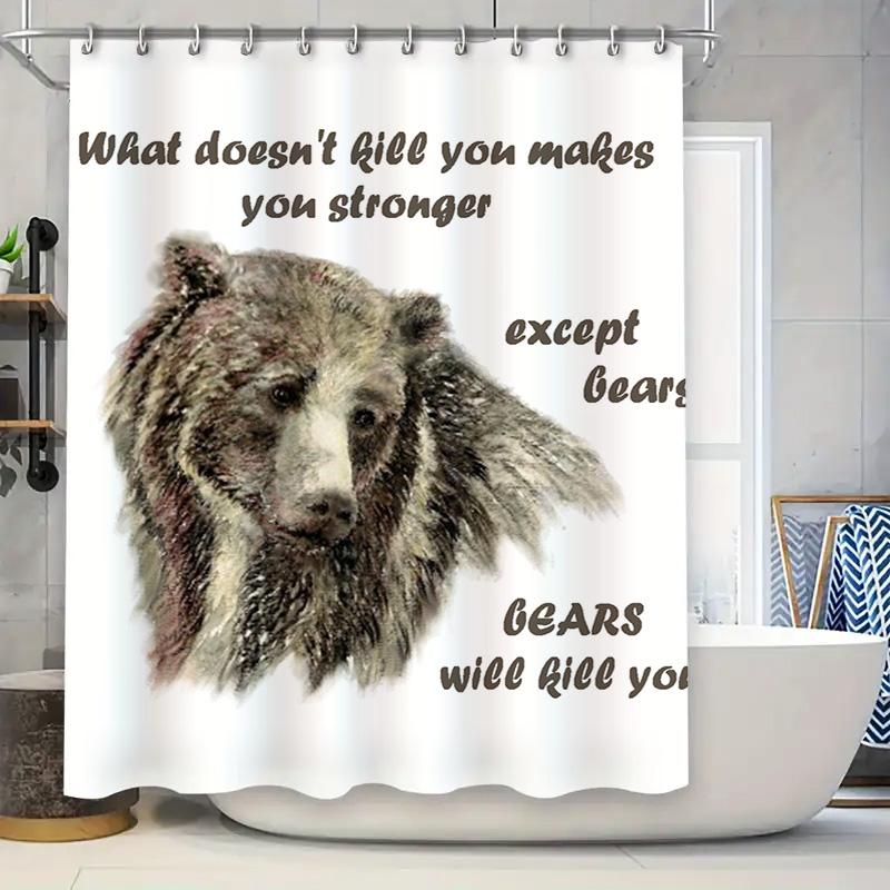 

Bathroom Curtain Waterproof Fabric Shower Curtain Featuring A Cool Grizzly Bear Design For Home Decor In Bathroom Accessories Fr W60H190(CM)-1 Pcs