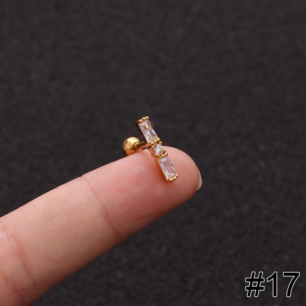 Women Simple Needle Pearl Gold Zircon Crown Stainless Steel Stud Earring Fashion Jewelry Eardrop Earrings