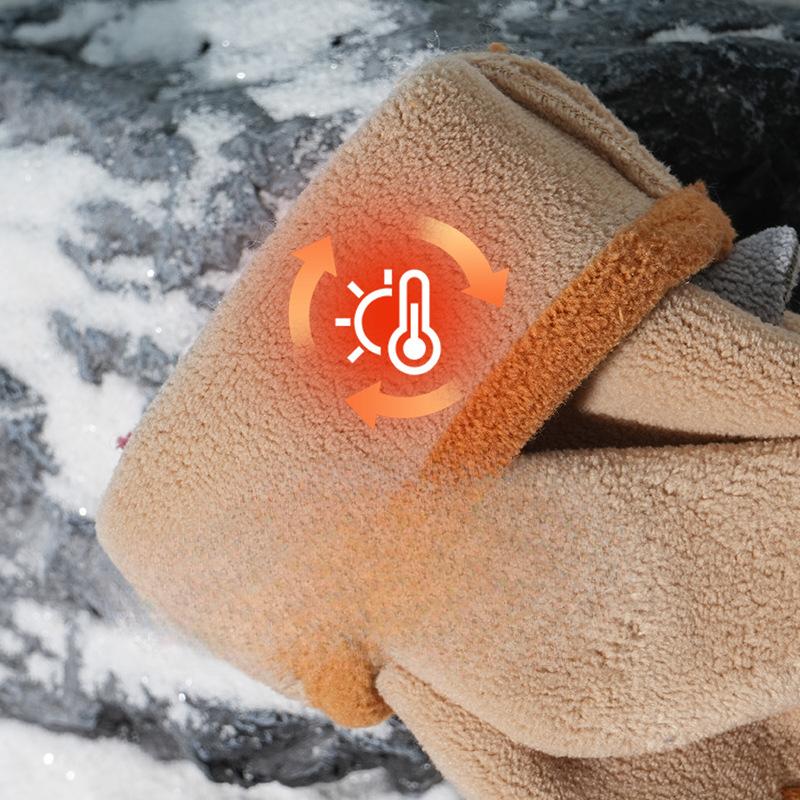 Children's Warm Gloves for Autumn and Winter  Five Fingered Fleece for Cold Protection Cute Cartoon  Student Outdoor Snow Play Ollie Fleece Gloves