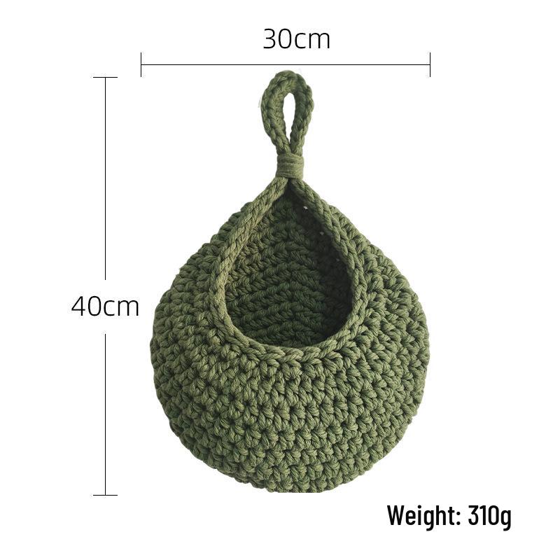 Handmade Cotton Rope Crochet Fruit Net Bag - Woven Kitchen Storage, Bird's Nest & Water Drop Design