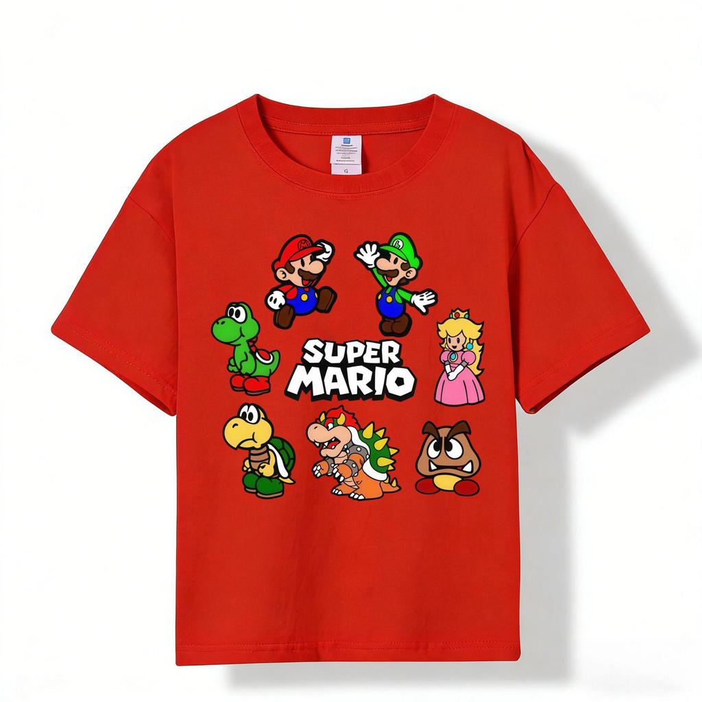 180g Pure Cotton Super Mario Cartoon Short Sleeve Children's T-shirt