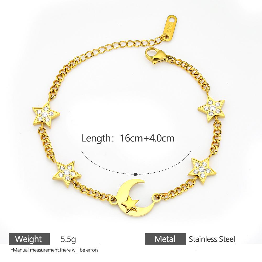 Starry Sky Moon Zircon Titanium Steel Bracelet - Luxury Niche Design