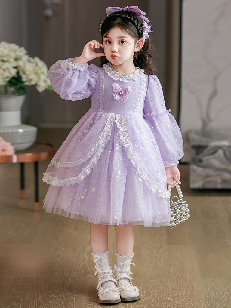 Girls' Lolita Tulle Cake Dress - Autumn/Spring Fashion for Little Girls