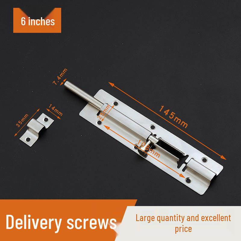 Stainless Steel Surface-Mounted Door Bolt - Anti-theft, Available in 3, 4, 5, 6, 8 inches - For Doors & Windows