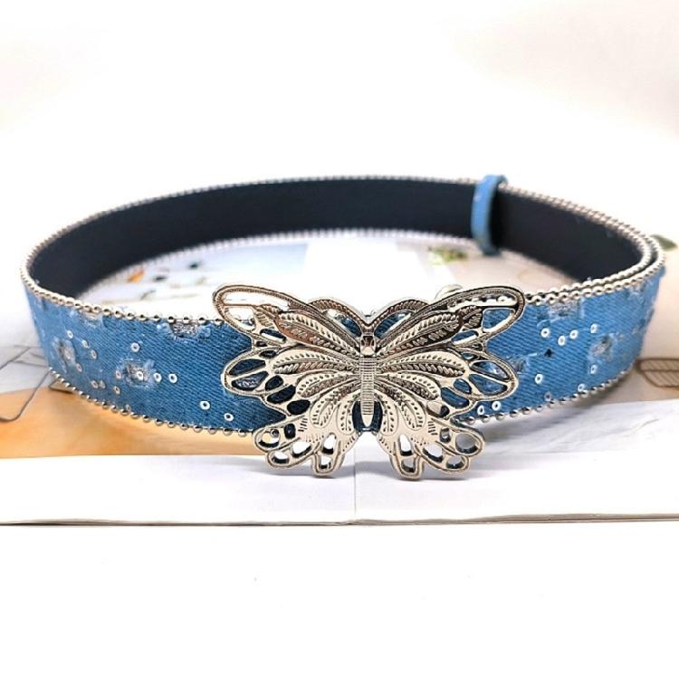 Butterfly Buckle Belt Elegant Waistband Pants Belt Bead Trim Sequined Waist Belt 2000s Waiststrap Elegant Accessories