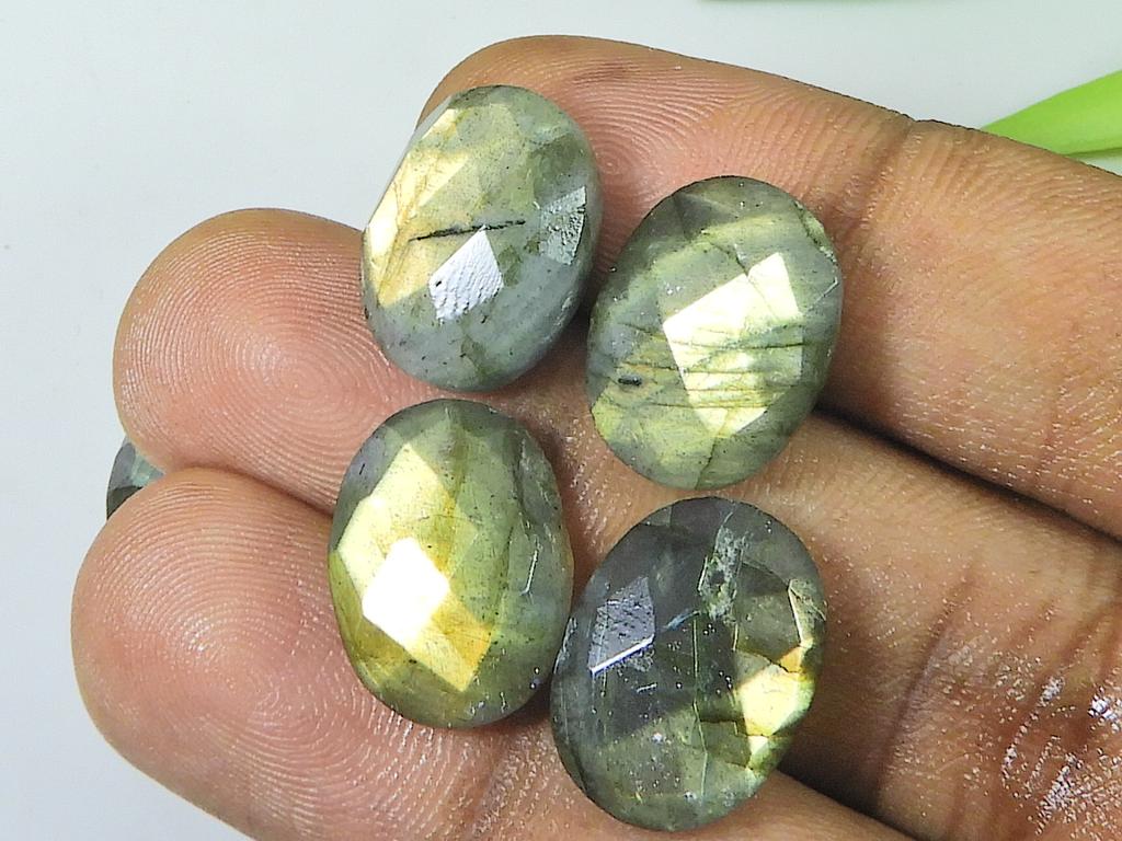 10Pcs 12X17MM Natural Labradorite Both Side Checker Cut Oval Loose Gemstone LM-1243