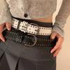 Fashion Punk Style Needle Buckle Willow Nail Belt Women's High-end Jeans Skirt Versatile Decorative Belt Solid Buckle Belt
