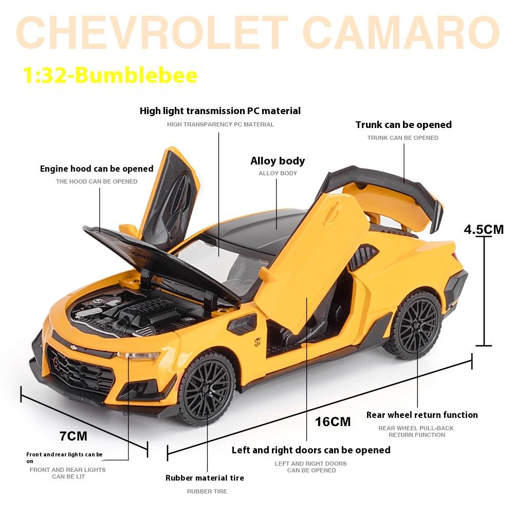 1/32 Scale Camaro Hornet Sports Car Alloy Diecast Model Sound & Light Children Toy Collect Display Ornament Birthday Present for Boys