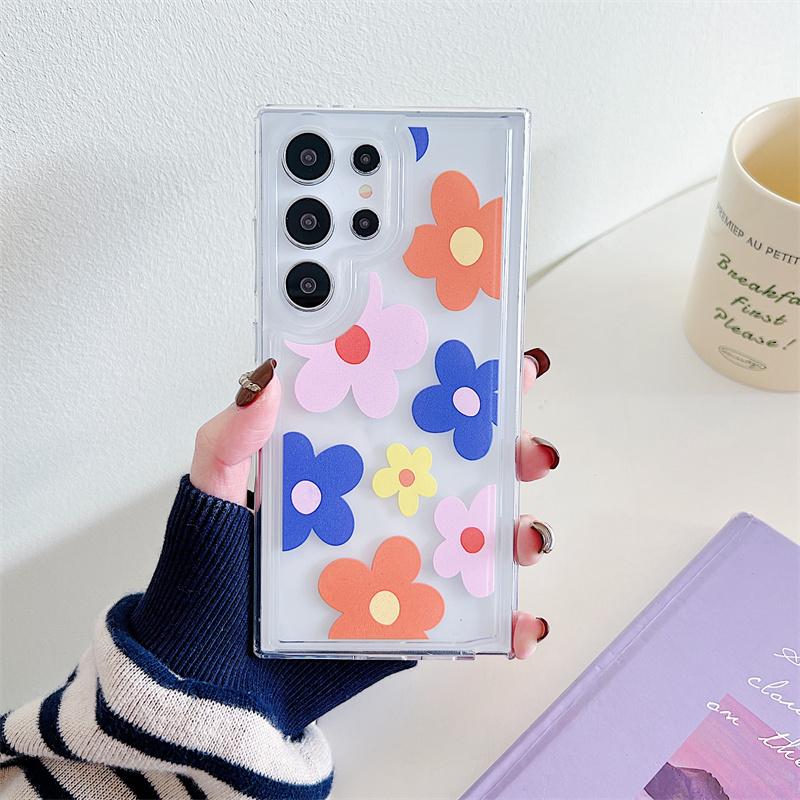 Etui na telefon Flower Clear do Samsung Galaxy S24 S23 S22 Plus Note 20 Ultra S21 S20 FE Silikonowe miękkie etui z TPU na tył