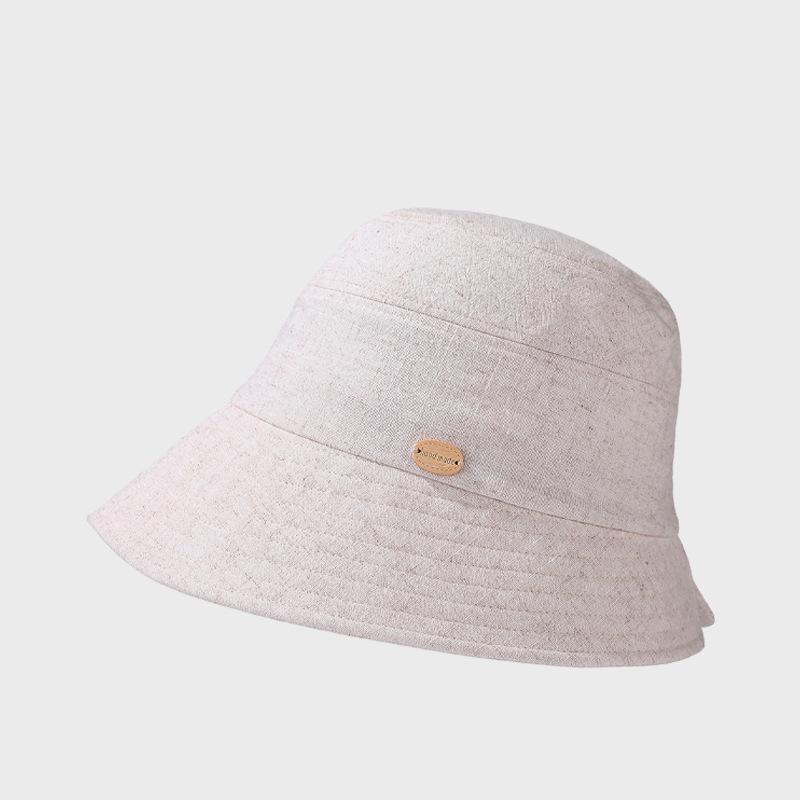 Light Cotton Linen Fisherman Hat Women's Summer Solid Color Sunscreen Hat Foldable Breathable Sun Hat