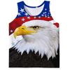 Men's O-Neck Eagle American Flag Pattern Print Tank Tops 3D Printed Vest Loose Sports Fitness  Sleeveless Shirt