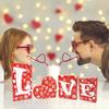 LOVE Letter Ornaments Wedding Red Square Ornaments Home Couple Wooden Crafts Decoration